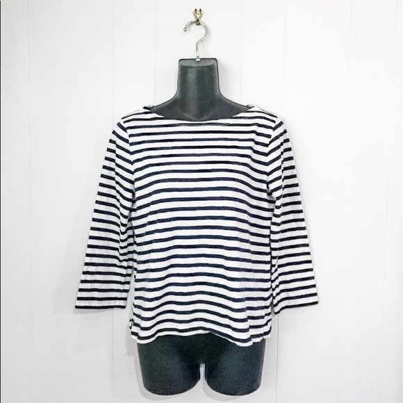 J CREW Striped Sailor 3/4 Sleeve Boatneck Shirt - Picture 1 of 4